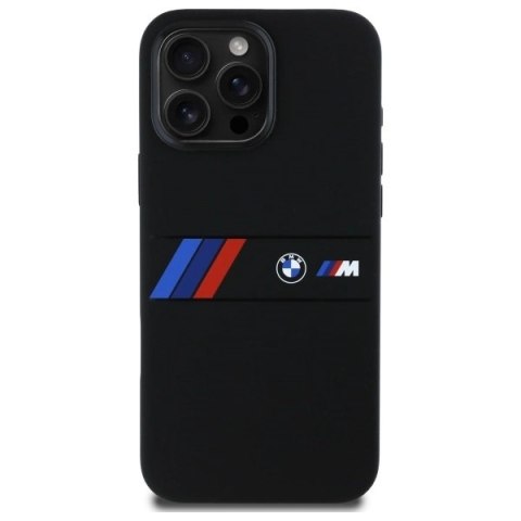 Etui BMW Silicone Middle Stripe MagSafe na iPhone 16 Pro Max - czarne Etui BMW Silicone Middle Stripe MagSafe na iPhone 16 Pro Max - czarne