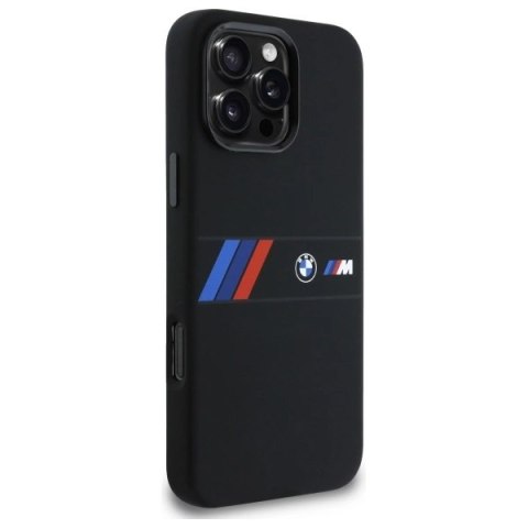 Etui BMW Silicone Middle Stripe MagSafe na iPhone 16 Pro Max - czarne Etui BMW Silicone Middle Stripe MagSafe na iPhone 16 Pro Max - czarne