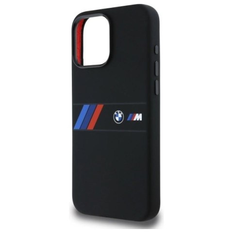 Etui BMW Silicone Middle Stripe MagSafe na iPhone 16 Pro Max - czarne Etui BMW Silicone Middle Stripe MagSafe na iPhone 16 Pro Max - czarne