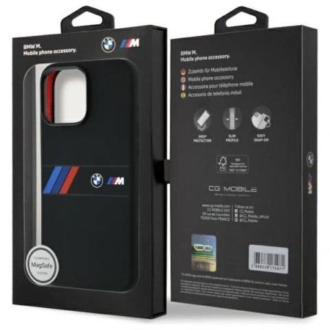 Etui BMW Silicone Middle Stripe MagSafe na iPhone 16 Pro Max - czarne Etui BMW Silicone Middle Stripe MagSafe na iPhone 16 Pro Max - czarne