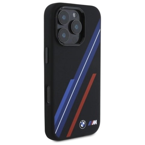 Etui BMW Silicone Random Lines MagSafe na iPhone 16 Pro Max - czarne