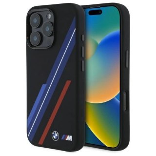 Etui BMW Silicone Random Lines MagSafe na iPhone 16 Pro - czarne