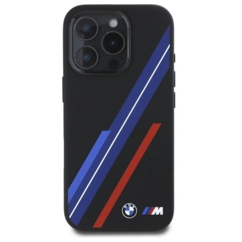 Etui BMW Silicone Random Lines MagSafe na iPhone 16 Pro - czarne Etui BMW Silicone Random Lines MagSafe na iPhone 16 Pro - czarne