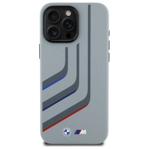 Etui BMW Silicone Turning Lines MagSafe na iPhone 16 Pro Max - szare