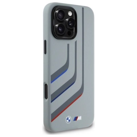 Etui BMW Silicone Turning Lines MagSafe na iPhone 16 Pro Max - szare