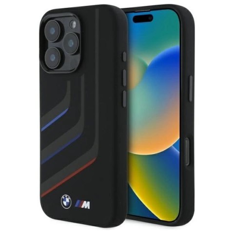 Etui BMW Silicone Turning Lines MagSafe na iPhone 16 Pro - czarne Etui BMW Silicone Turning Lines MagSafe na iPhone 16 Pro - czarne