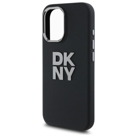 Etui DKNY Liquid Silicone Metal Logo na iPhone 16 - czarne Etui DKNY Liquid Silicone Metal Logo na iPhone 16 - czarne