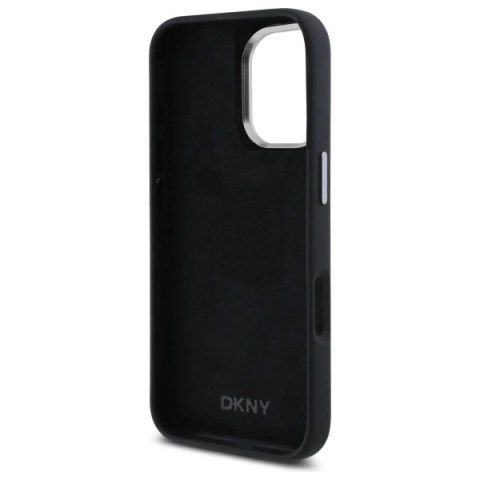 Etui DKNY Liquid Silicone Metal Logo na iPhone 16 - czarne Etui DKNY Liquid Silicone Metal Logo na iPhone 16 - czarne