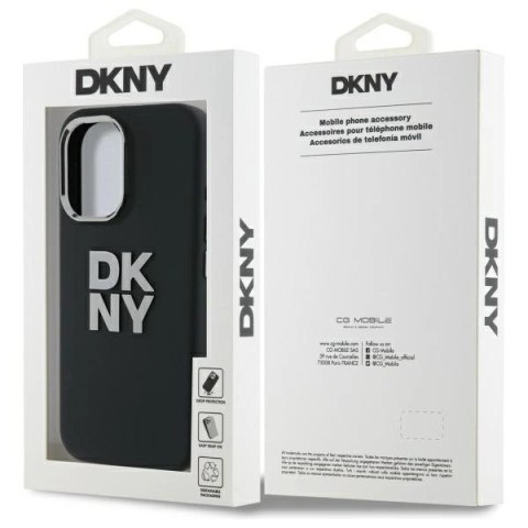 Etui DKNY Liquid Silicone Metal Logo na iPhone 16 - czarne Etui DKNY Liquid Silicone Metal Logo na iPhone 16 - czarne
