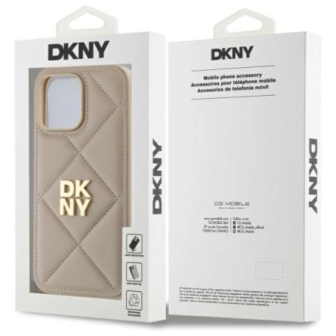 Etui DKNY Quilted Stack Logo na iPhone 14 Pro Max - beżowe Etui DKNY Quilted Stack Logo na iPhone 14 Pro Max - beżowe