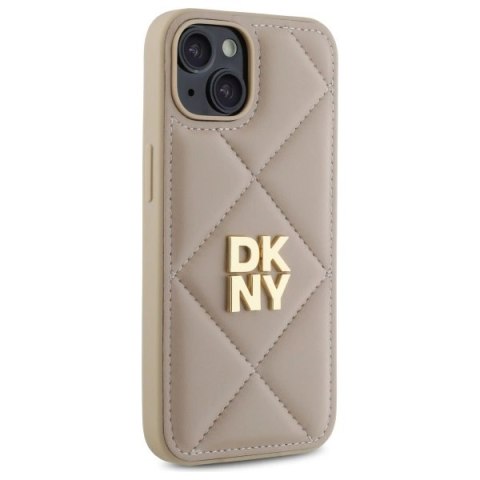 Etui DKNY Quilted Stack Logo na iPhone 14 - beżowe Etui DKNY Quilted Stack Logo na iPhone 14 - beżowe