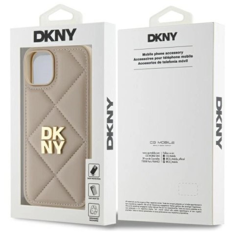 Etui DKNY Quilted Stack Logo na iPhone 14 - beżowe Etui DKNY Quilted Stack Logo na iPhone 14 - beżowe