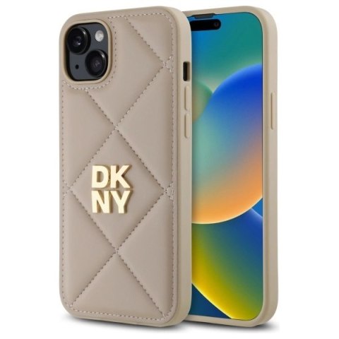 Etui DKNY Quilted Stack Logo na iPhone 15 Plus - beżowe Etui DKNY Quilted Stack Logo na iPhone 15 Plus - beżowe