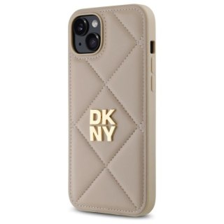 Etui DKNY Quilted Stack Logo na iPhone 15 Plus - beżowe