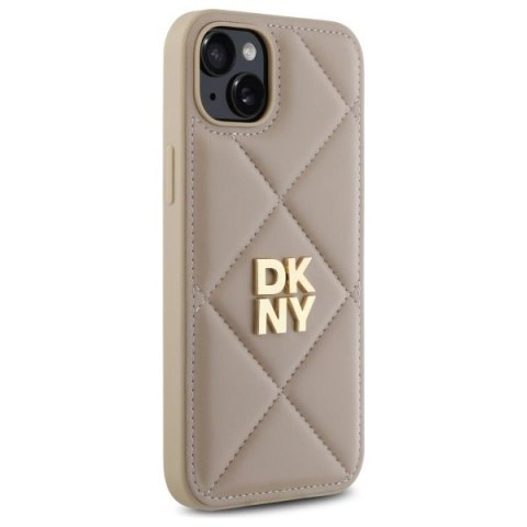 Etui DKNY Quilted Stack Logo na iPhone 15 Plus - beżowe Etui DKNY Quilted Stack Logo na iPhone 15 Plus - beżowe