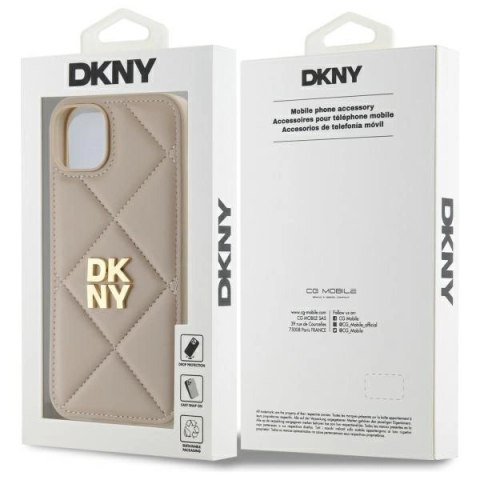 Etui DKNY Quilted Stack Logo na iPhone 15 Plus - beżowe Etui DKNY Quilted Stack Logo na iPhone 15 Plus - beżowe