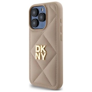 Etui DKNY Quilted Stack Logo na iPhone 15 Pro - beżowe