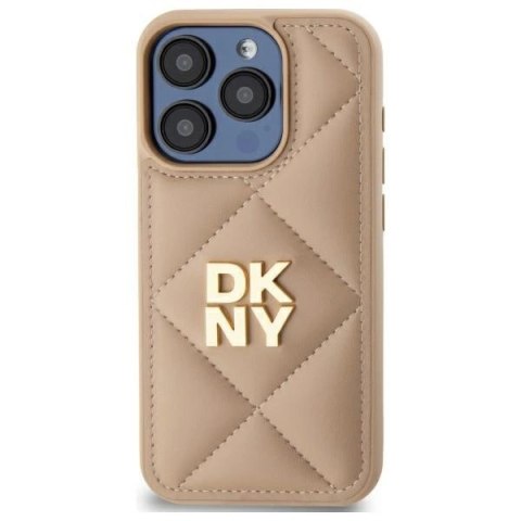 Etui DKNY Quilted Stack Logo na iPhone 15 Pro - beżowe Etui DKNY Quilted Stack Logo na iPhone 15 Pro - beżowe