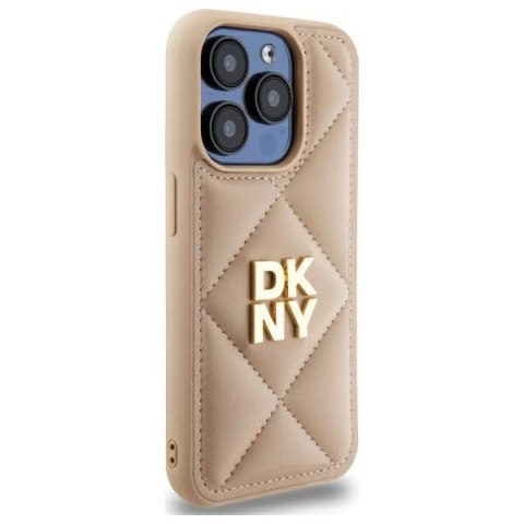Etui DKNY Quilted Stack Logo na iPhone 15 Pro - beżowe Etui DKNY Quilted Stack Logo na iPhone 15 Pro - beżowe