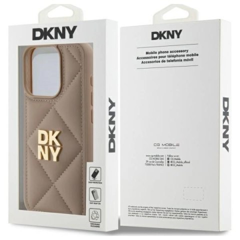 Etui DKNY Quilted Stack Logo na iPhone 15 Pro - beżowe Etui DKNY Quilted Stack Logo na iPhone 15 Pro - beżowe