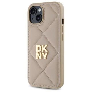 Etui DKNY Quilted Stack Logo na iPhone 15 - beżowe