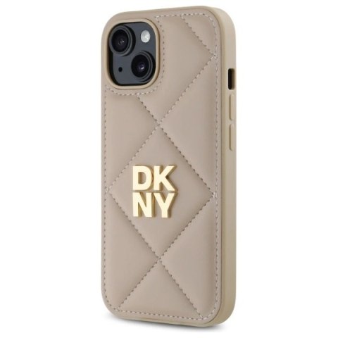 Etui DKNY Quilted Stack Logo na iPhone 15 - beżowe Etui DKNY Quilted Stack Logo na iPhone 15 - beżowe