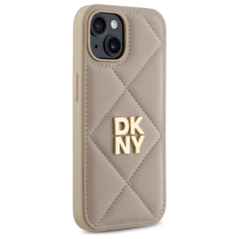 Etui DKNY Quilted Stack Logo na iPhone 15 - beżowe Etui DKNY Quilted Stack Logo na iPhone 15 - beżowe