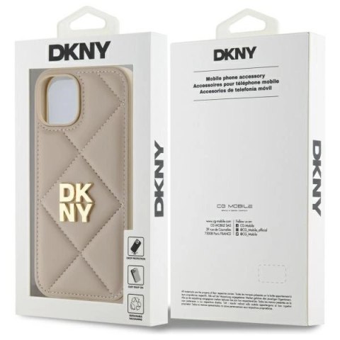 Etui DKNY Quilted Stack Logo na iPhone 15 - beżowe Etui DKNY Quilted Stack Logo na iPhone 15 - beżowe