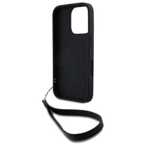 Etui DKNY Wrist Strap Stock Logo na iPhone 16 Pro Max - czarne Etui DKNY Wrist Strap Stock Logo na iPhone 16 Pro Max - czarne