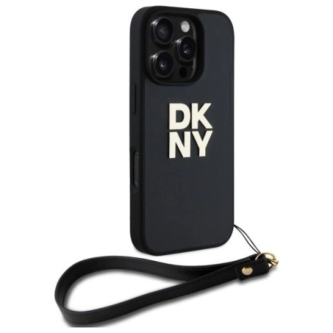Etui DKNY Wrist Strap Stock Logo na iPhone 16 Pro - czarne