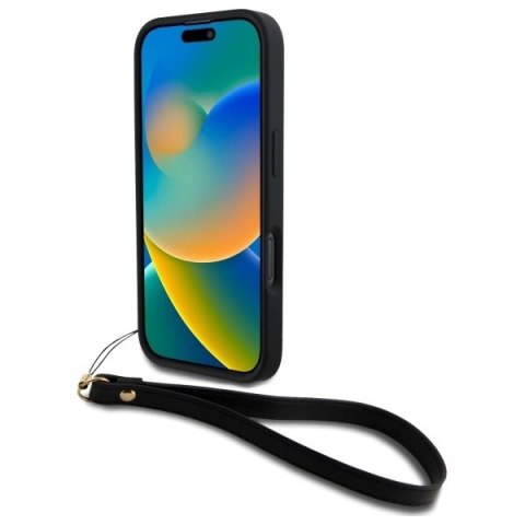 Etui DKNY Wrist Strap Stock Logo na iPhone 16 Pro - czarne