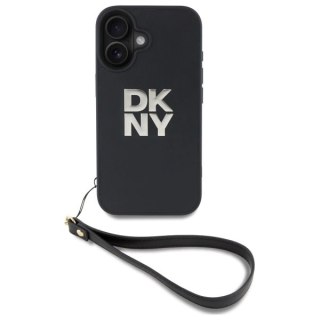 Etui DKNY Wrist Strap Stock Logo na iPhone 16 - czarne