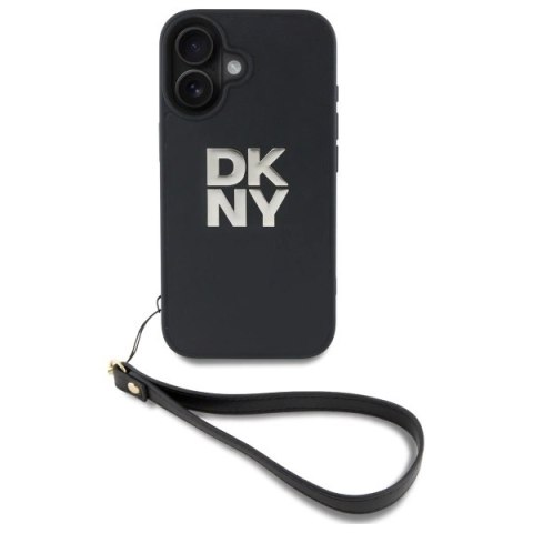 Etui DKNY Wrist Strap Stock Logo na iPhone 16 - czarne Etui DKNY Wrist Strap Stock Logo na iPhone 16 - czarne
