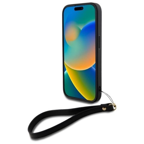 Etui DKNY Wrist Strap Stock Logo na iPhone 16 - czarne Etui DKNY Wrist Strap Stock Logo na iPhone 16 - czarne
