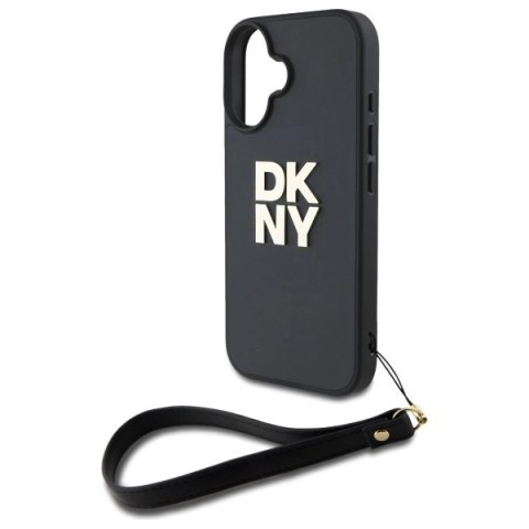 Etui DKNY Wrist Strap Stock Logo na iPhone 16 - czarne Etui DKNY Wrist Strap Stock Logo na iPhone 16 - czarne