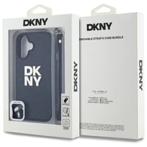 Etui DKNY Wrist Strap Stock Logo na iPhone 16 - czarne Etui DKNY Wrist Strap Stock Logo na iPhone 16 - czarne