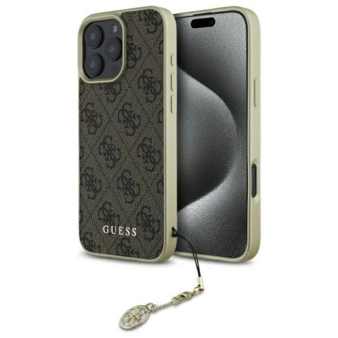 Etui Guess 4G Charms Collection na iPhone 16 Pro Max - brązowe Etui Guess 4G Charms Collection na iPhone 16 Pro Max - brązowe