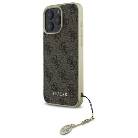 Etui Guess 4G Charms Collection na iPhone 16 Pro Max - brązowe Etui Guess 4G Charms Collection na iPhone 16 Pro Max - brązowe