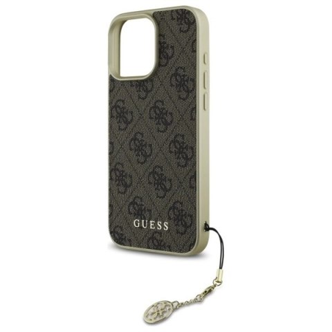 Etui Guess 4G Charms Collection na iPhone 16 Pro Max - brązowe Etui Guess 4G Charms Collection na iPhone 16 Pro Max - brązowe