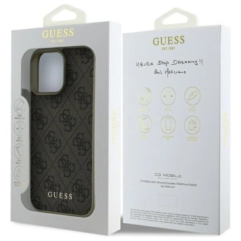 Etui Guess 4G Charms Collection na iPhone 16 Pro Max - brązowe Etui Guess 4G Charms Collection na iPhone 16 Pro Max - brązowe