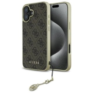 Etui Guess 4G Charms Collection na iPhone 16 - brązowe