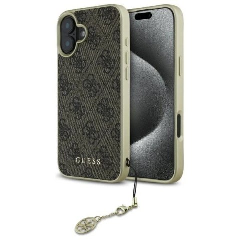 Etui Guess 4G Charms Collection na iPhone 16 - brązowe