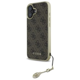 Etui Guess 4G Charms Collection na iPhone 16 - brązowe