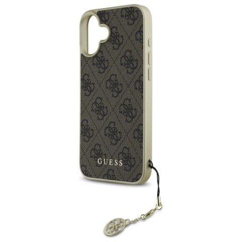 Etui Guess 4G Charms Collection na iPhone 16 - brązowe