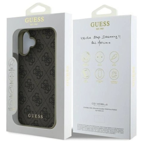 Etui Guess 4G Charms Collection na iPhone 16 - brązowe