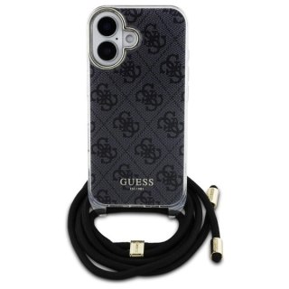 Etui Guess Crossbody Cord 4G Print na iPhone 16 - czarne