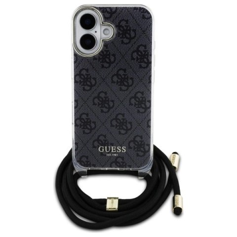 Etui Guess Crossbody Cord 4G Print na iPhone 16 - czarne