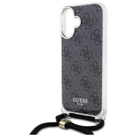 Etui Guess Crossbody Cord 4G Print na iPhone 16 - czarne