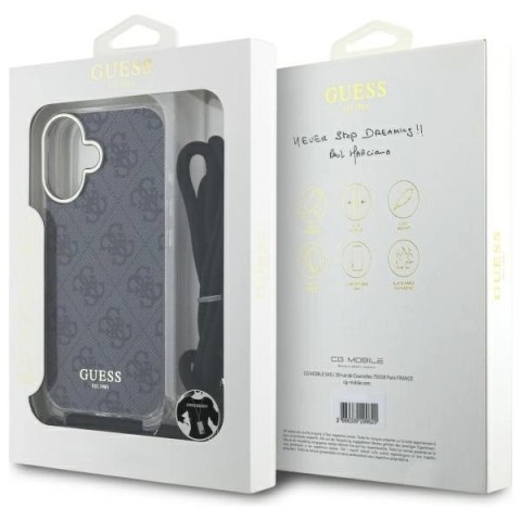 Etui Guess Crossbody Cord 4G Print na iPhone 16 - czarne