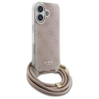 Etui Guess Crossbody Cord 4G Print na iPhone 16 - różowe